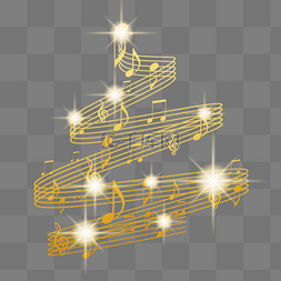 音乐线条图片_金色渐变圣诞音乐圣诞树