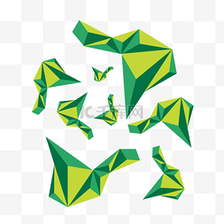 三角立体漂浮图片_绿色不规则几何立体图形漂浮拼接