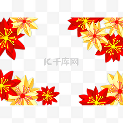 红金花朵剪纸边框