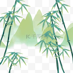 绿色竹林山水风景