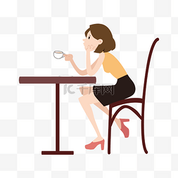 悠闲下午茶图片_悠闲喝咖啡女子