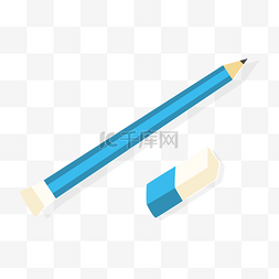 上学铅笔图片_蓝色铅笔橡皮