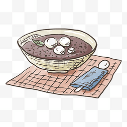 线描盖碗茶图片_线描食物甜品点心红豆汤