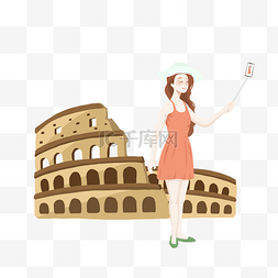 罗马旅行图片_古罗马斗兽场旅游女孩