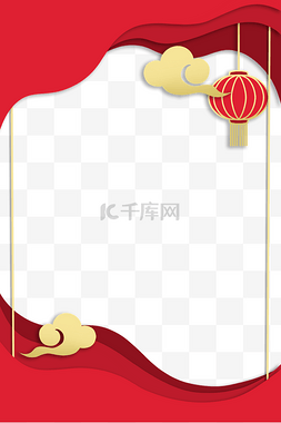 红色国潮框图片_春节新年新春国潮剪纸风红色边框