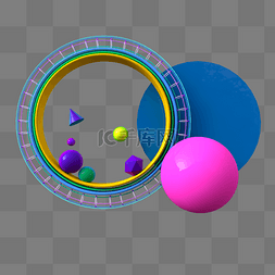 C4D立体不规则圆环漂浮球电商装饰