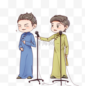 卡通小朋友相声演员个人vip和企业vip免费下载免抠元素男孩儿童相声