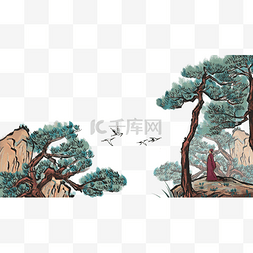 重阳登高图片_重阳登高水墨高山风景