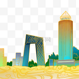 城市地标建筑北京图片_国潮城市建筑群