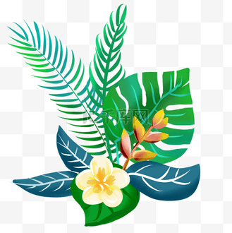 手绘创意花朵装饰图片素材_创意合成效果手绘绿色植物花朵