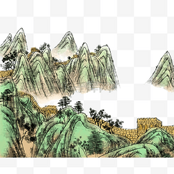 长城水墨水墨图片_中国水墨万里长城写实山水青山