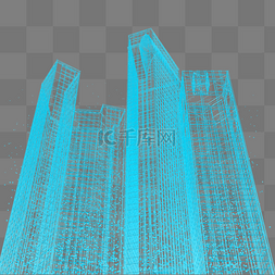 现代楼空间城市仰视科技光点线蓝