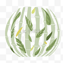 竹节线稿图片_扁平插画简单绿色竹子