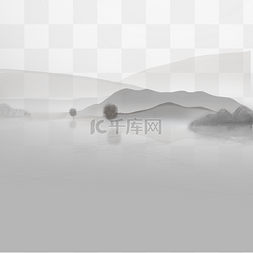 云雾缭绕png图片_水墨山水画