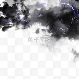 黑云闪电图片_质感紫色线性闪电黑云