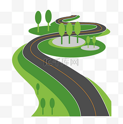 公路弯道时间轴图片_漂亮的乡间公路插画