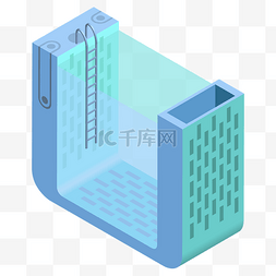 字母U创意泳池梯子矢量免抠png