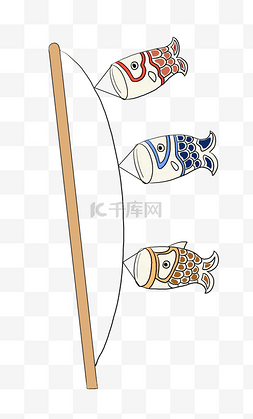鲤鱼锦鲤鱼, 传统的日本圣鱼矢量插画卡通日本锦鲤插图手绘卡通招财猫