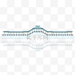 玻璃廊桥图片_蓝色古典中国风廊桥