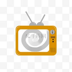 电视机产品图片_黄色的电视机插画