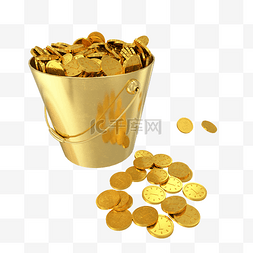 硬币黄色图片_一桶黄色金币