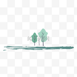 植物手绘线条图片_清新树林分割线
