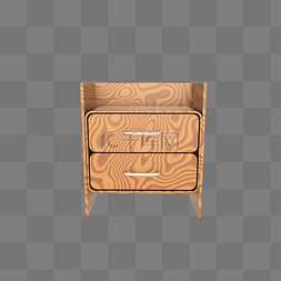 仿真木柜子图片_电商装饰实木C4D立体风床头柜