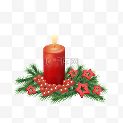 圣诞树叶星星图片_手绘圣诞节装饰蜡烛