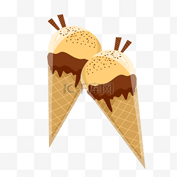 两个冰淇淋甜筒插画