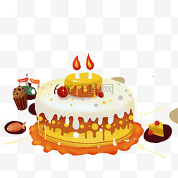 充实满足图片_卡通美味的生日蛋糕