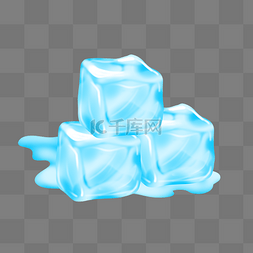 液体固体图片_透明蓝色冰块和水夏天