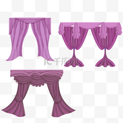 紫色纹理深层次窗帘元素效果