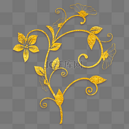 中国风传统烫金花纹花朵