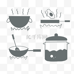 煮饭线框图片_煮饭锅具图标