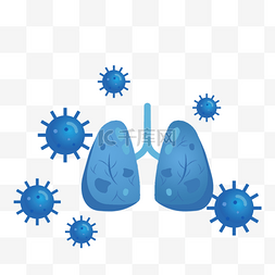卡通肺部病毒图片_卡通手绘蓝色肺炎插画