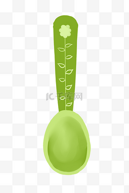 韩式菜谱背景图片_绿色花纹勺子