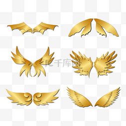金色羽毛矢量图片_金属感金色的翅膀