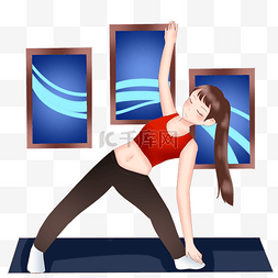 做运动的女孩图片_健身运动瑜伽插画