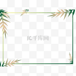 夏日边框海报图片_绿色渐变简单植物边框