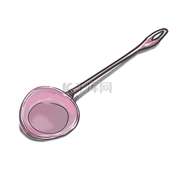 勺子主题美食餐具卡通手绘漫画风