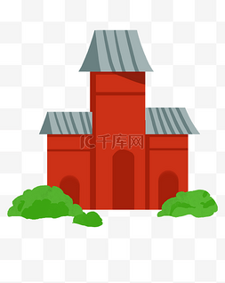 圣地图片_红色立体建筑寺庙