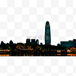 夜景光效png图片_城市高楼大厦跨年信息文字夜景