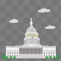 华盛顿建筑图片_卡通白宫建筑元素白宫