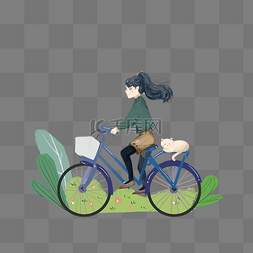 骑自行车插画图片_清明节骑自行车插画