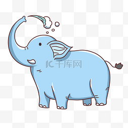 大象png图片_蓝色喷水大象
