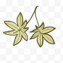 两片叶子绿色插图装饰