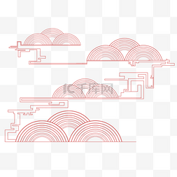 红色简约线条祥云装饰图案