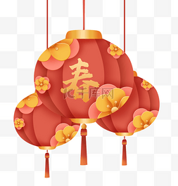 剪纸黄色灯笼图片_立体剪纸纸模灯笼春节新年元旦新