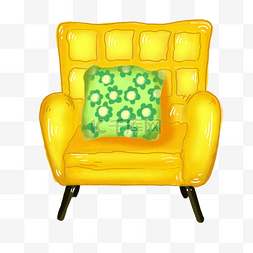 沙发绿色单人图片_插画类手绘沙发图