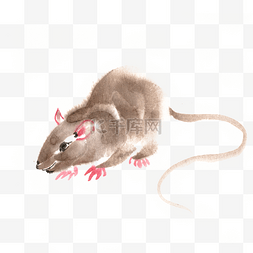 老鼠水墨画图片_2020鼠年觅食的小老鼠